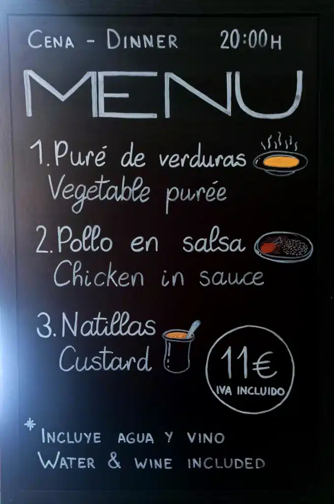 menú cena